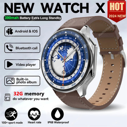 Montre connectée AMOLED 1.43 pouces, vision surround 3D, lecteur avec grande mémoire 4Go, IP68, pour hommes, 2024, nouveaux écouteurs TWS pour OPPO Watch X