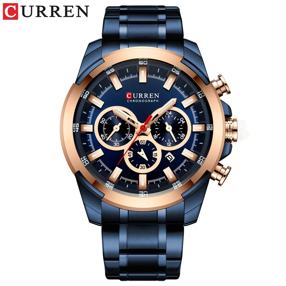 Montre à quartz CURREN pour hommes, marque de luxe, mode, affaires, montres en acier étanches pour hommes, montre-bracelet de sport, Relogio Masculino