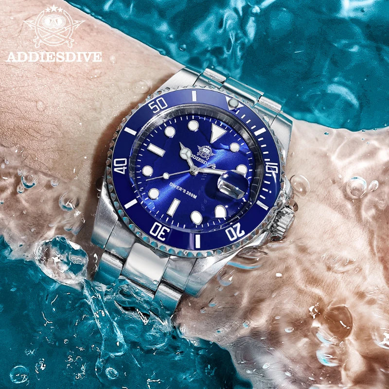 Montre Homme ADDIESDIVE en Acier Inoxydable, Montre Quartz Européenne et Américaine, Décontractée et Étanche pour Sports de Plein Air