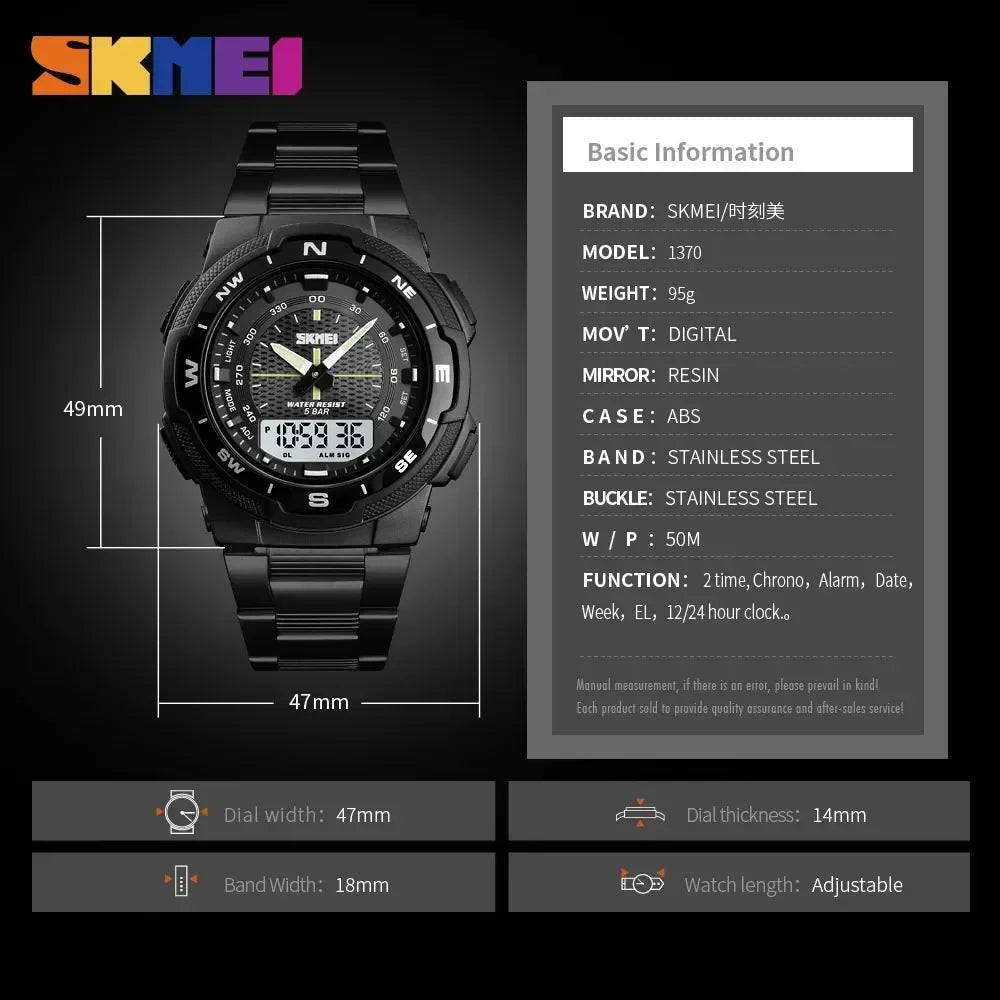 SKMEI 1370 Full Steel Business Watch Relogio Masculino