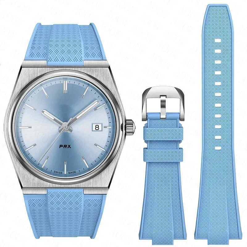 Pour Tissot PRX T137.407/T137.410 Bracelet de montre en silicone à dégagement rapide Super Player 40mm Homme Bracelet de montre en caoutchouc convexe 12mm