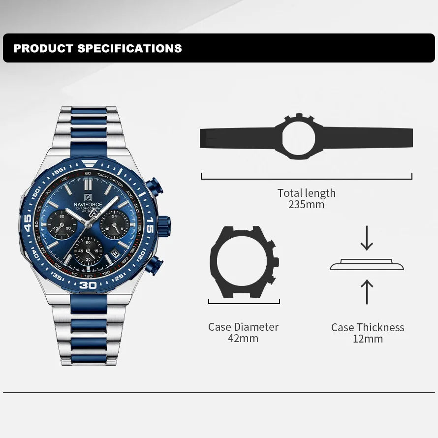 NAVIFORCE NF8049 Stainless Steel Big Face Chronograph