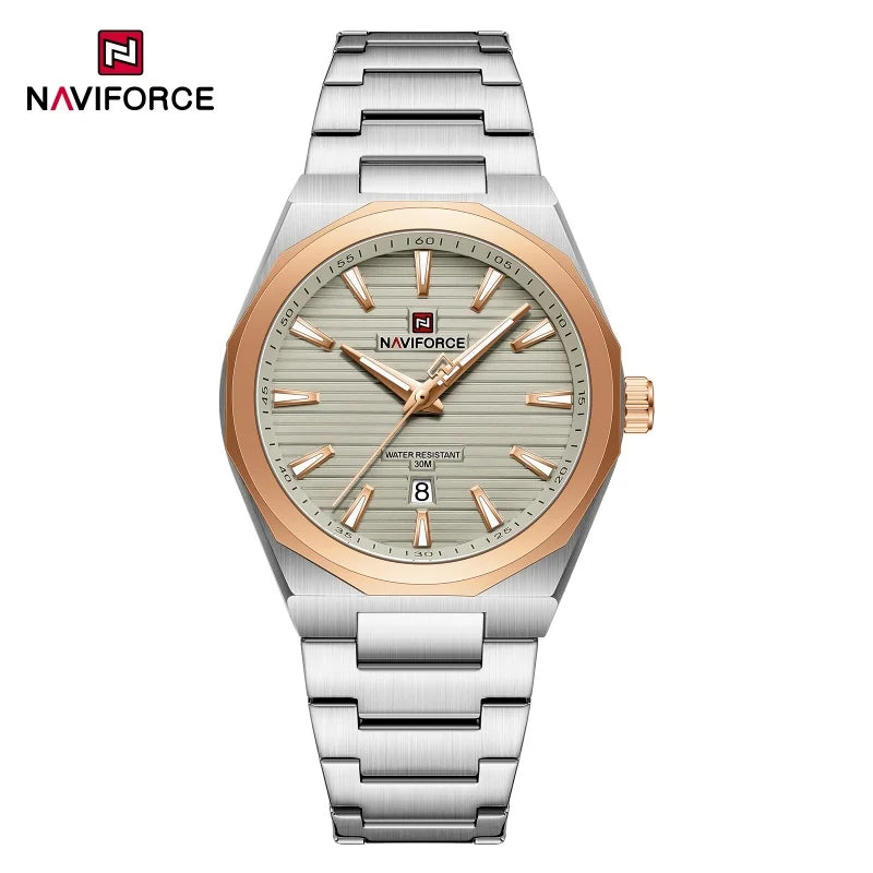 NAVIFORCE Montre de Luxe Homme Marque Militaire Sport Quartz Affichage Date Montre-Bracelet Décontractée Bracelet Acier Cadeau pour Homme