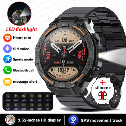 Smartwatch d'extérieur militaire 2026 pour hommes, appels Bluetooth, étanche, moniteur de santé, suivi sportif de course, compatible Android iOS