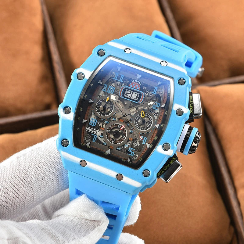 Nouvelle génération de montre de sport creuse, design professionnel, montre moderne, mécanisme sportif, mouvement à quartz, petits trois disques, montre artisanale