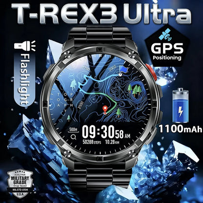 Montre connectée intelligente T-Rex3 Ultra 1100mAh Super Capacité pour hommes adultes 2026, grand écran 1,7", appel, étanche 5ATM, montres de sport