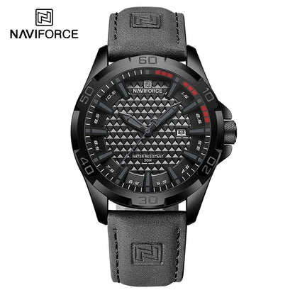Montre-bracelet à quartz décontractée NAVIFORCE pour homme, style militaire, avec calendrier, étanche, en cuir, pour homme d'affaires, Relogio Masculino
