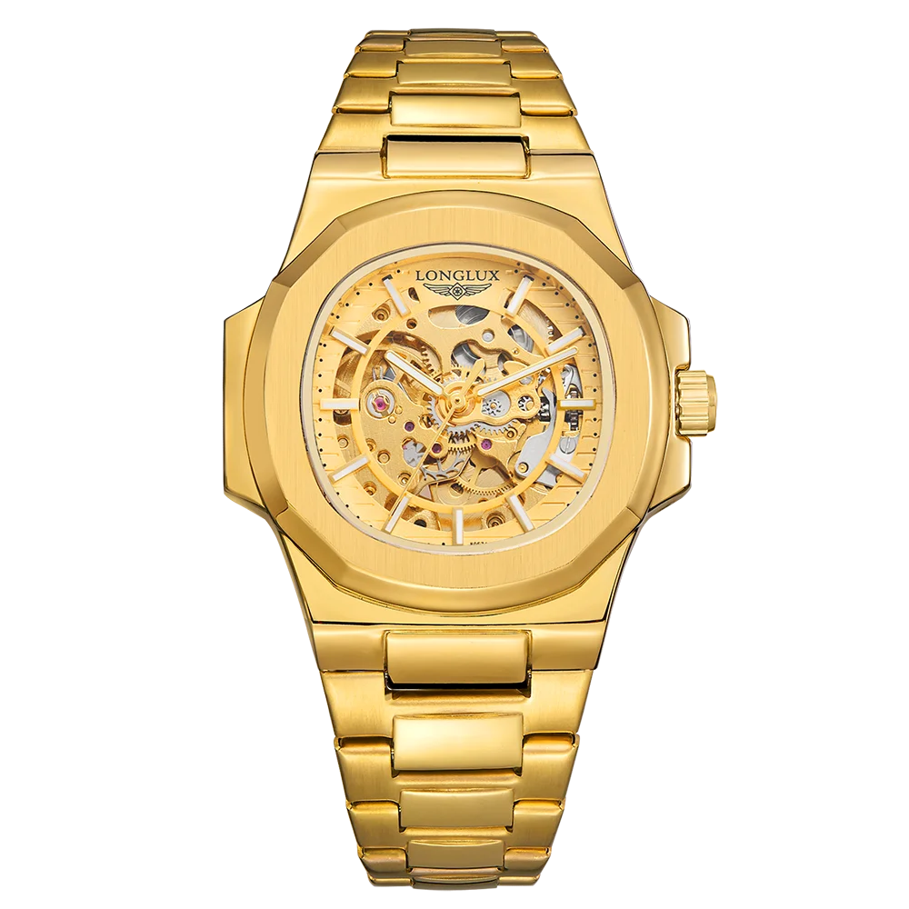 Men automatic watch luxury mechanical watches waterproof business skeleton wholesale stainless steel gift man watch