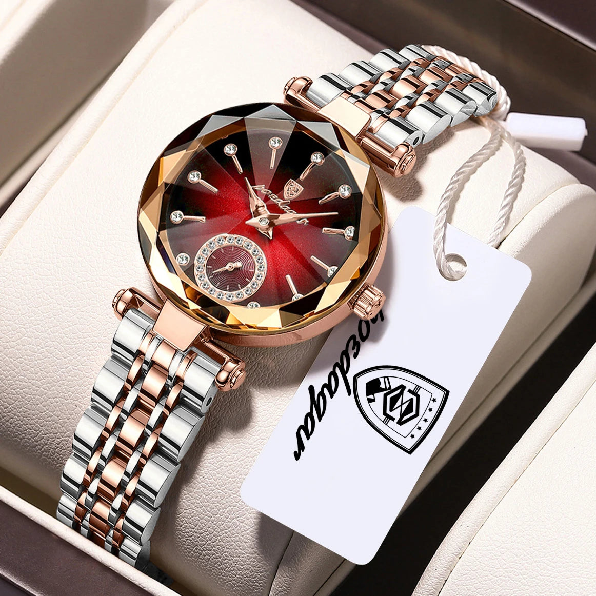 POEDAGAR Montres Exquises et Élégantes pour Femmes Étanche Cuir Haute Qualité Originale Montre Femme Quartz Montre-bracelet Dame