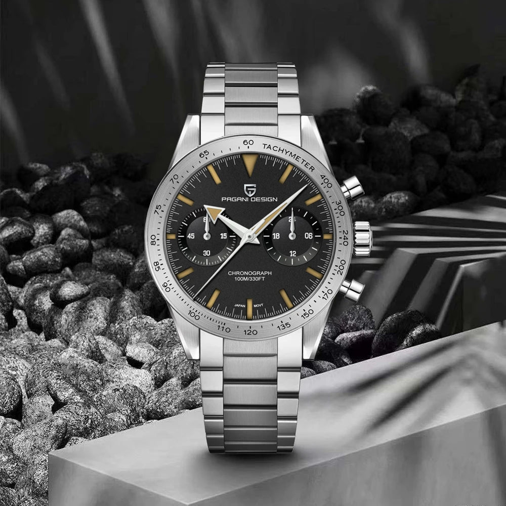 2026 Nouvelle montre homme rétro PAGANI DESIGN Montre à quartz phase de lune pour homme Chronographe sport de vitesse saphir AR VK64 Horloge Reloj Hombre