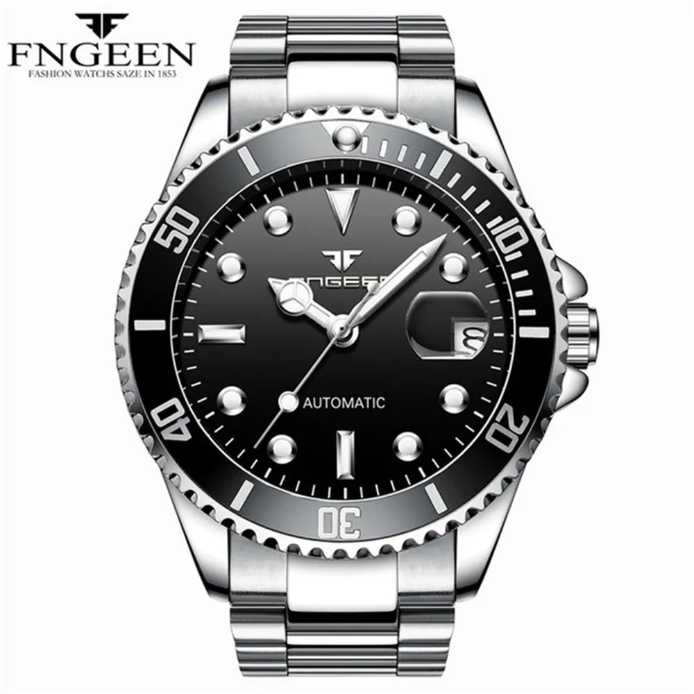 FNGEEN 9001 Luxury Brand Men Watch Steel Tourbillon Skeleton Mechanical Watches Luminous Automatic Date Diamond Wristwatch