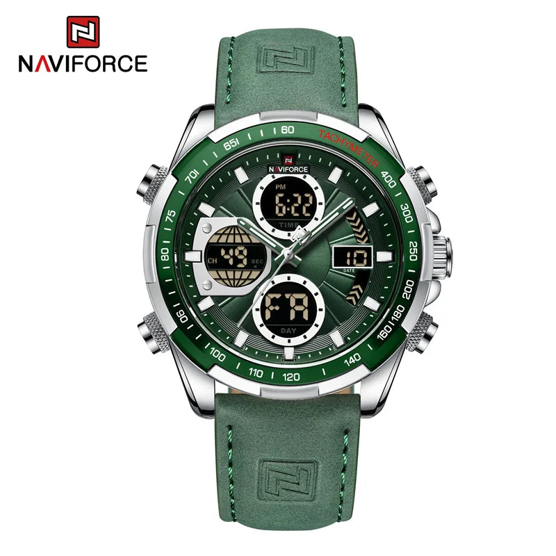 Nouvelles montres NAVIFORCE pour hommes en cuir montres-bracelets militaires de sport étanches à quartz chronographe masculin