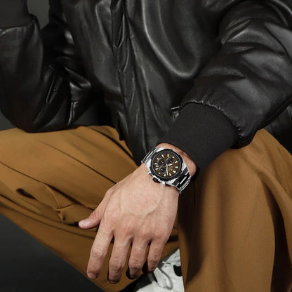 Montre-bracelet à quartz NAVIFORCE pour homme, multifonctionnelle, avec calendrier, chronomètre, lumineuse, étanche 30 ATM, bracelet en acier inoxydable