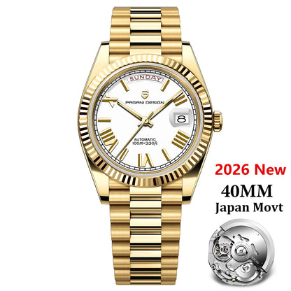 PAGANI DESIGN Montres Hommes DD40 Or Blanc Luxe Montre Automatique Hommes TMI NH36A Date Semaine Montres Mécaniques Pour Hommes Nouveauté 2026