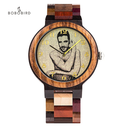 Montre en bois personnalisée BOBO BIRD, cadeau décontracté et mode pour couple avec photo, pour lui, cadeau d'anniversaire, support Dropshipping