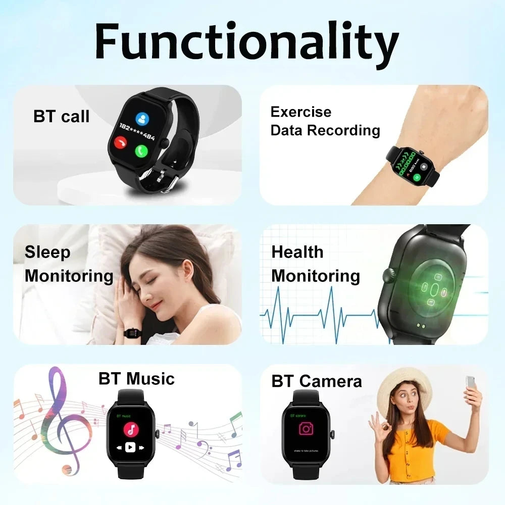Montre connectée homme 2026, cadeau femme, écran tactile HD 2,01 pouces, montre de sport et de fitness, électronique, appel Bluetooth, smartwatch