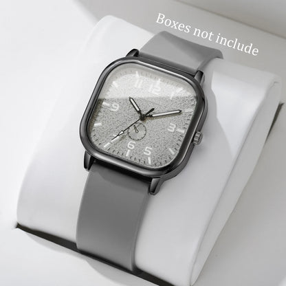 Montre Femme Tendance Carrée Décontractée Bracelet en Silicone Montres à Quartz Montre de Sport pour Hommes Femmes Étudiants (Sans Boîte)