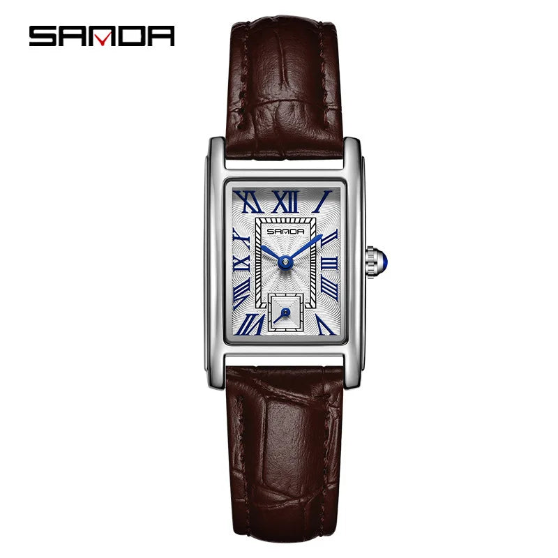 SANDA 1116 New Fashion 2025 Elegant Design Rectangle Dial Water Resistant Quartz Movement Business Women Analog Wrist Watch часы