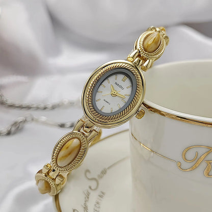 2025 Top Brand Luxury Oval Gold Women Watches Ladies Wrist Watches Bracelet Golden Female Clock Gift for Girlfriend Dropshipping
