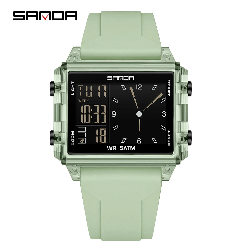 SANDA Luxury Brand Digital Watch for Men Women Square Dial Sport Waterproof Watches Man LED Pointer Display Relogios Masculino
