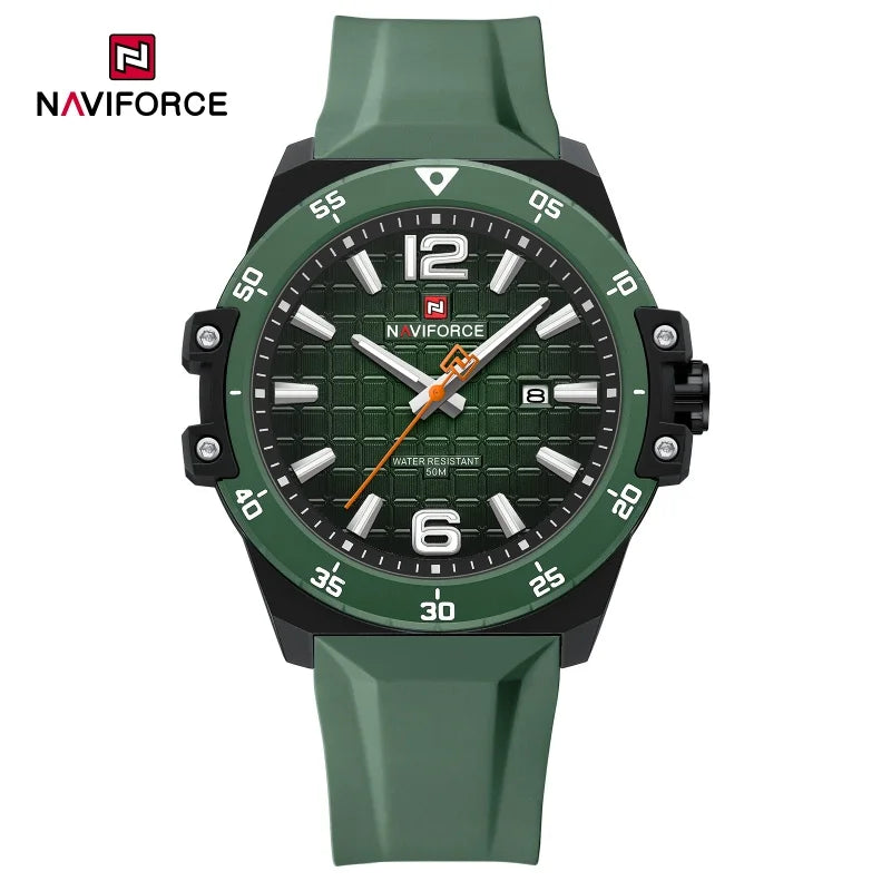 Montre Homme NAVIFORCE Étanche 50m Bracelet Silicone Mouvement Quartz Montre-Bracelet Sport Décontractée Tendance pour Homme Cadeau