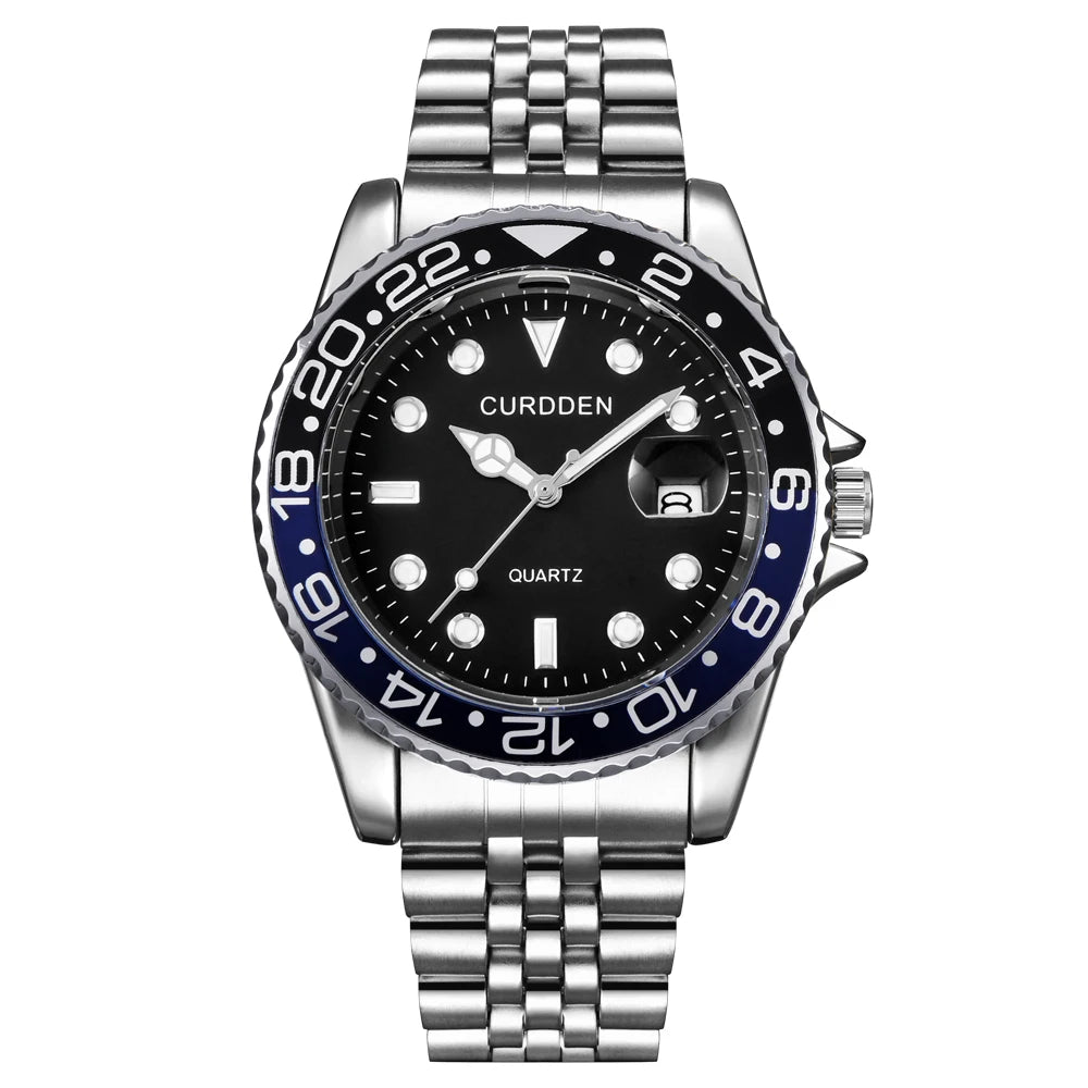 Montres Hommes Marque Célèbre Étudiants Garçons Mode Bracelet Acier Inoxydable Décontracté Calendrier Montre à Quartz Vert Relogios Masculinos 2024