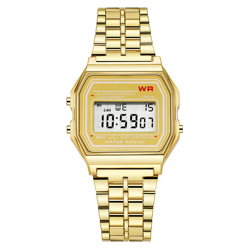 Montres sportives en or rose pour enfants et femmes, affichage numérique électronique, réveil rétro, relogio masculino, reloj