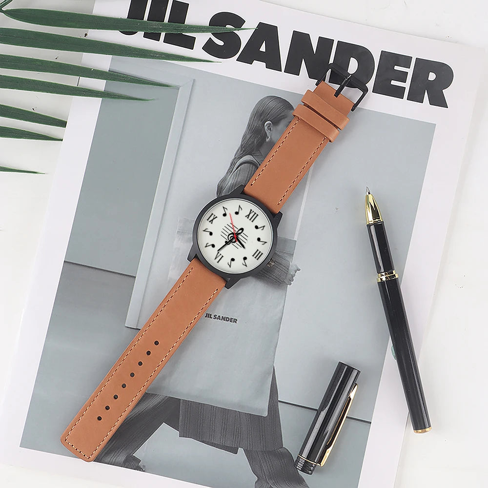 Montres-bracelets à quartz à symbole, Souvenir, Livraison gratuite, Montre-bracelet en or rose pour homme, Cadeau d'expert en musique, Naviforce, Note noire, Argent