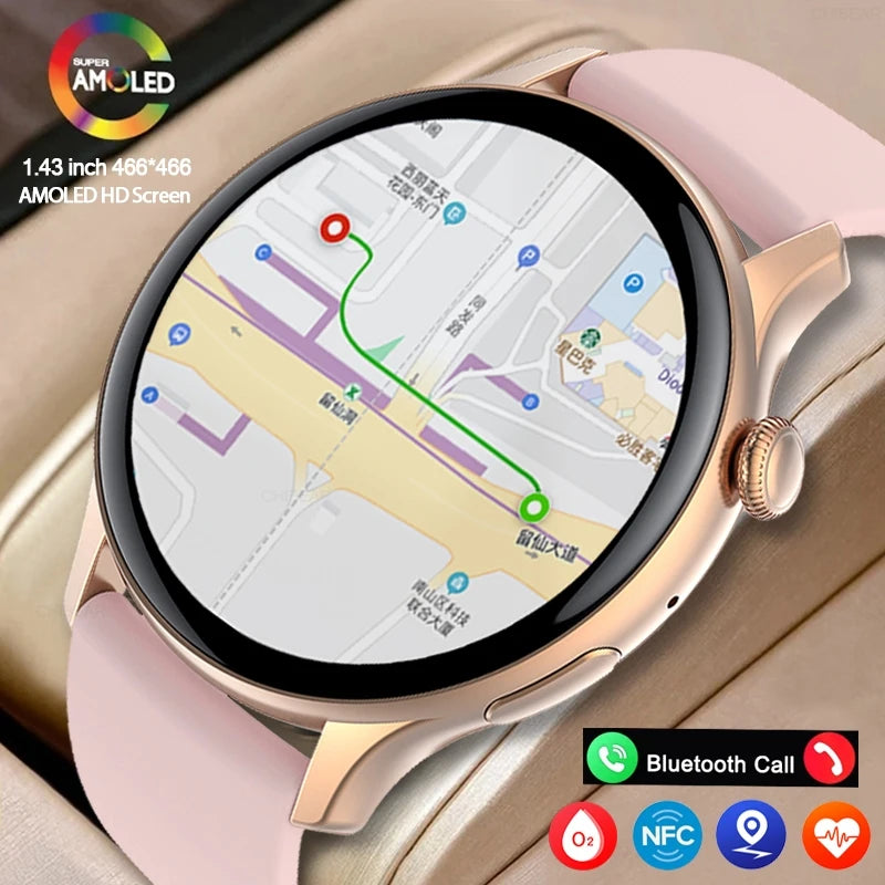 Nouvelle montre intelligente AMOLED True 2026 pour femmes, écran toujours allumé, résolution 466*466 HD, suivi de santé, appels vocaux, NFC, Smartwatch pour femmes