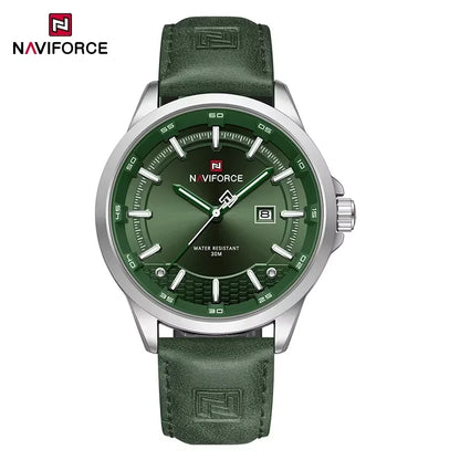 NAVIFORCE Nouvelle collection de montres pour hommes en cuir véritable confortable, mouvement japonais, date, étanche, cadeaux pour homme 2025