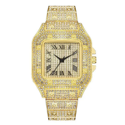 Montres de luxe en diamant pour hommes et femmes, montre en or, montre-bracelet pour dames, montres de luxe en strass, montres-bracelets unisexes, horloge féminine 2024 Nouveau