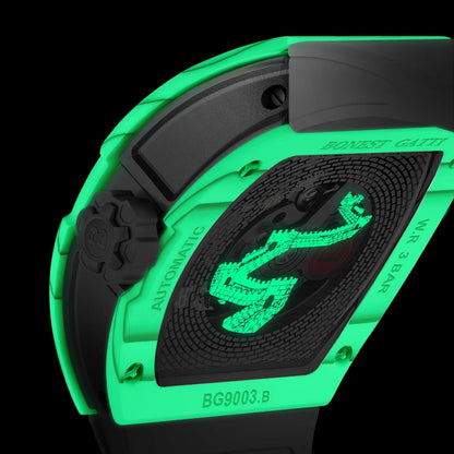 Montre-bracelet à mouvement mécanique BONEST GATTI, boîtier en fibre de carbone, cadran Grande Muraille luminescent, montres pour homme