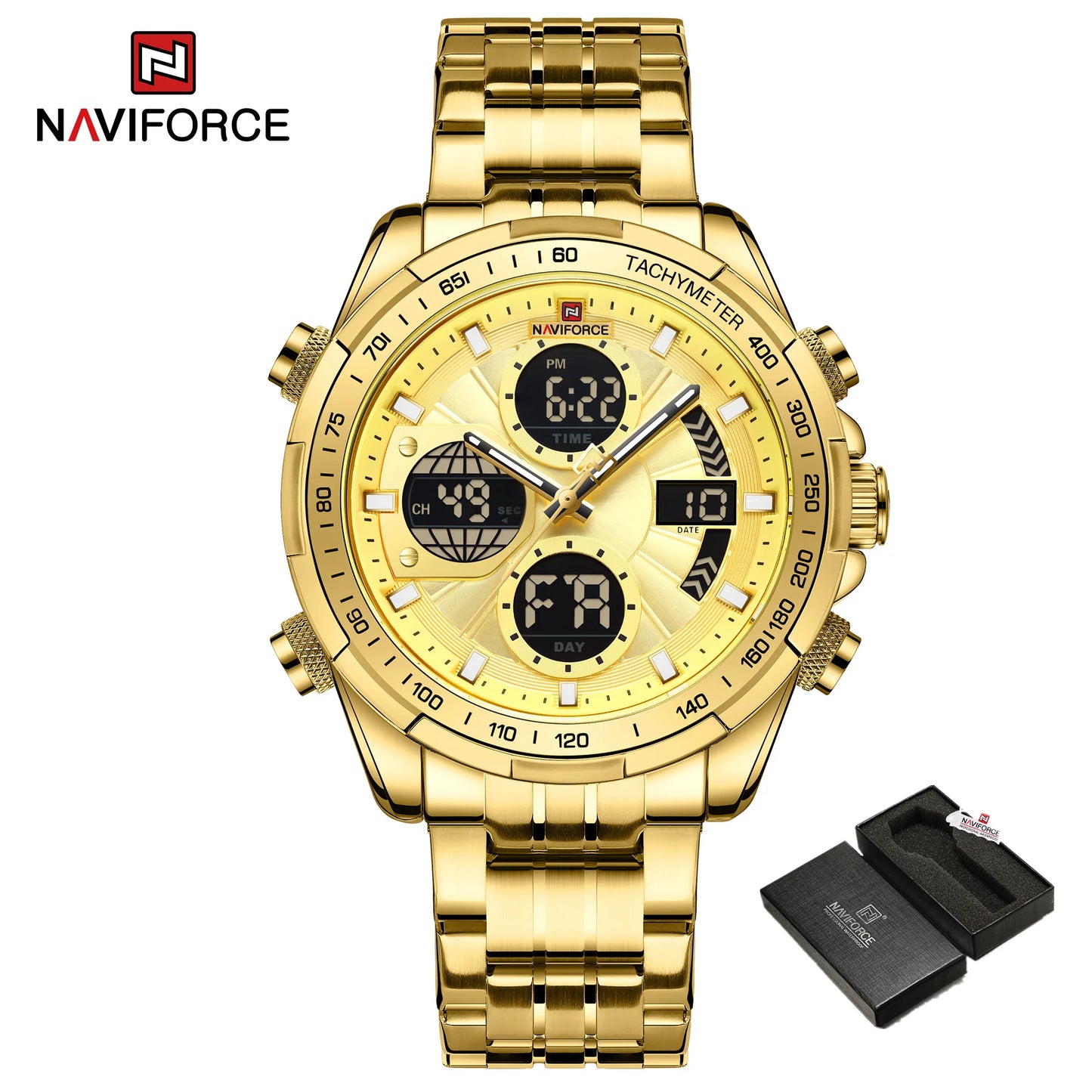 Montres militaires de mode NAVIFORCE pour hommes Luxe Montre chronographe sport originale Montre étanche à quartz Montre-bracelet numérique