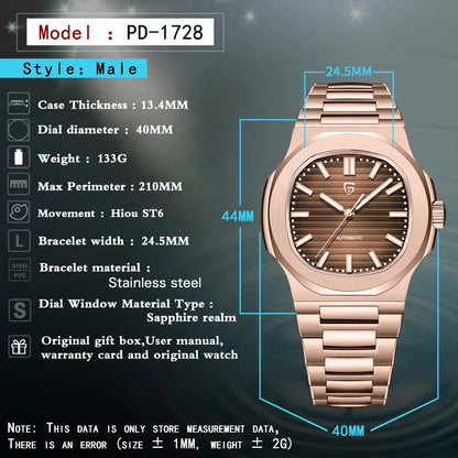 2026 Nouvelle montre mécanique de luxe PAGANI DESIGN pour homme Montre automatique étanche en acier inoxydable avec verre saphir pour homme, cadeau