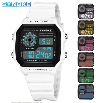 SYNOKE Montres Digitales Hommes Sport Lumineuses Multifonction Étanche Femmes Montre-Bracelet Extérieure et Course Étudiant Sept Lumières