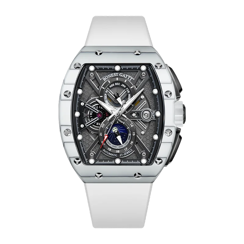 BONEST GATTI Montre Homme Automatique Allemande Entièrement Automatique Mécanique Étanche Lumineuse Fibre de Carbone Montre-Bracelet Homme Luxe Léger