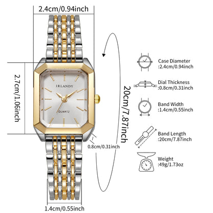 Montres Femme Rectangle Mode Bracelet Acier Dames Montre-Bracelet à Quartz Reloj Mujer Fille Horloge Cadeau (Sans boîte)