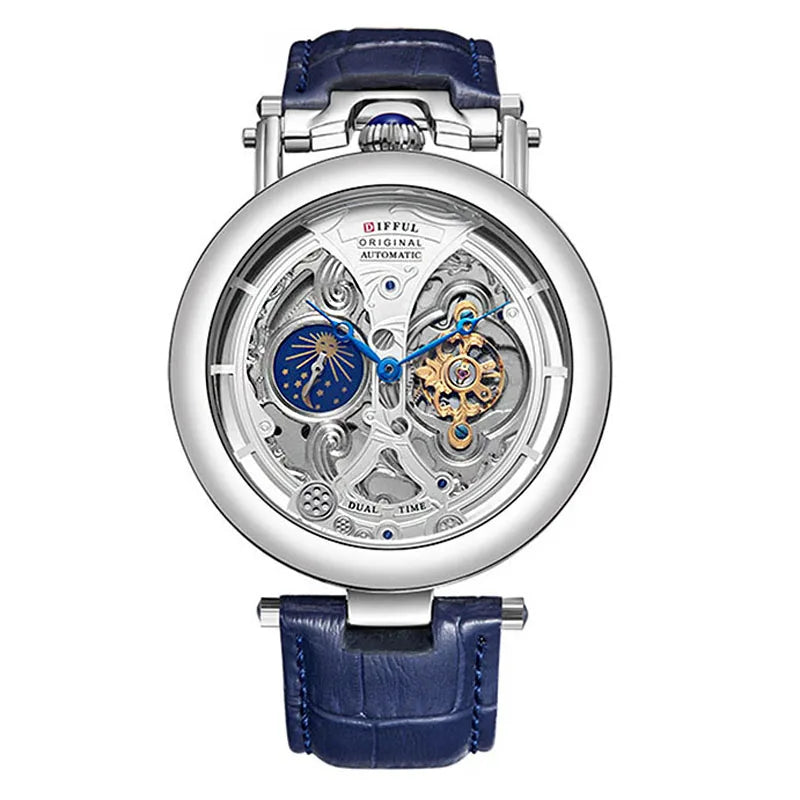 Nouvelles montres mécaniques automatiques creuses à la mode pour hommes, montres-bracelets squelettes à tourbillon en cuir décontractées, Relogio Masculino