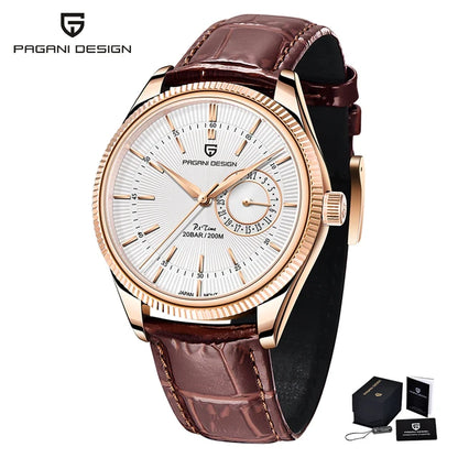 PAGANI DESIGN Montre-bracelet à quartz pour hommes, Montre de plongée de luxe en verre saphir, Étanche 200 m, Date, Montre d'affaires pour hommes