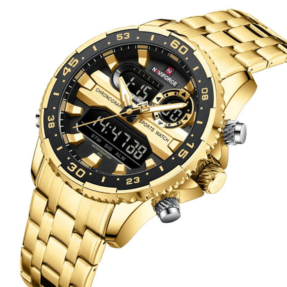 Montre homme NAVIFORCE de marque mode noir or, montres-bracelets de luxe à quartz, sport, étanche, bracelet en acier inoxydable NF9234