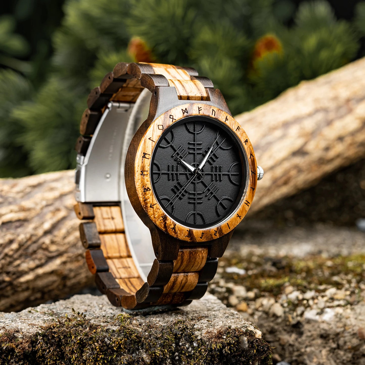 BOBO BIRD Montres en bois Relogio Masculino Montre pour hommes Symbole guerriers vikings Relojes Para Hombre часы мужские Logo personnalisé