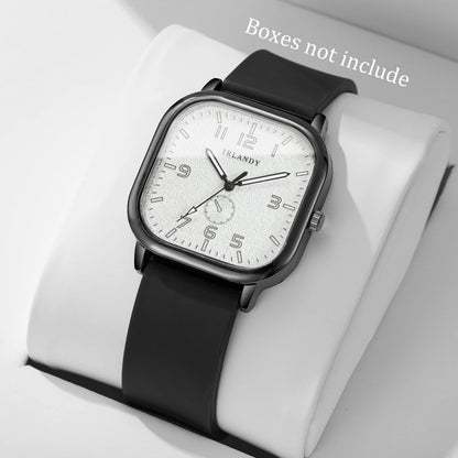 Montre Femme Tendance Carrée Décontractée Bracelet en Silicone Montres à Quartz Montre de Sport pour Hommes Femmes Étudiants (Sans Boîte)