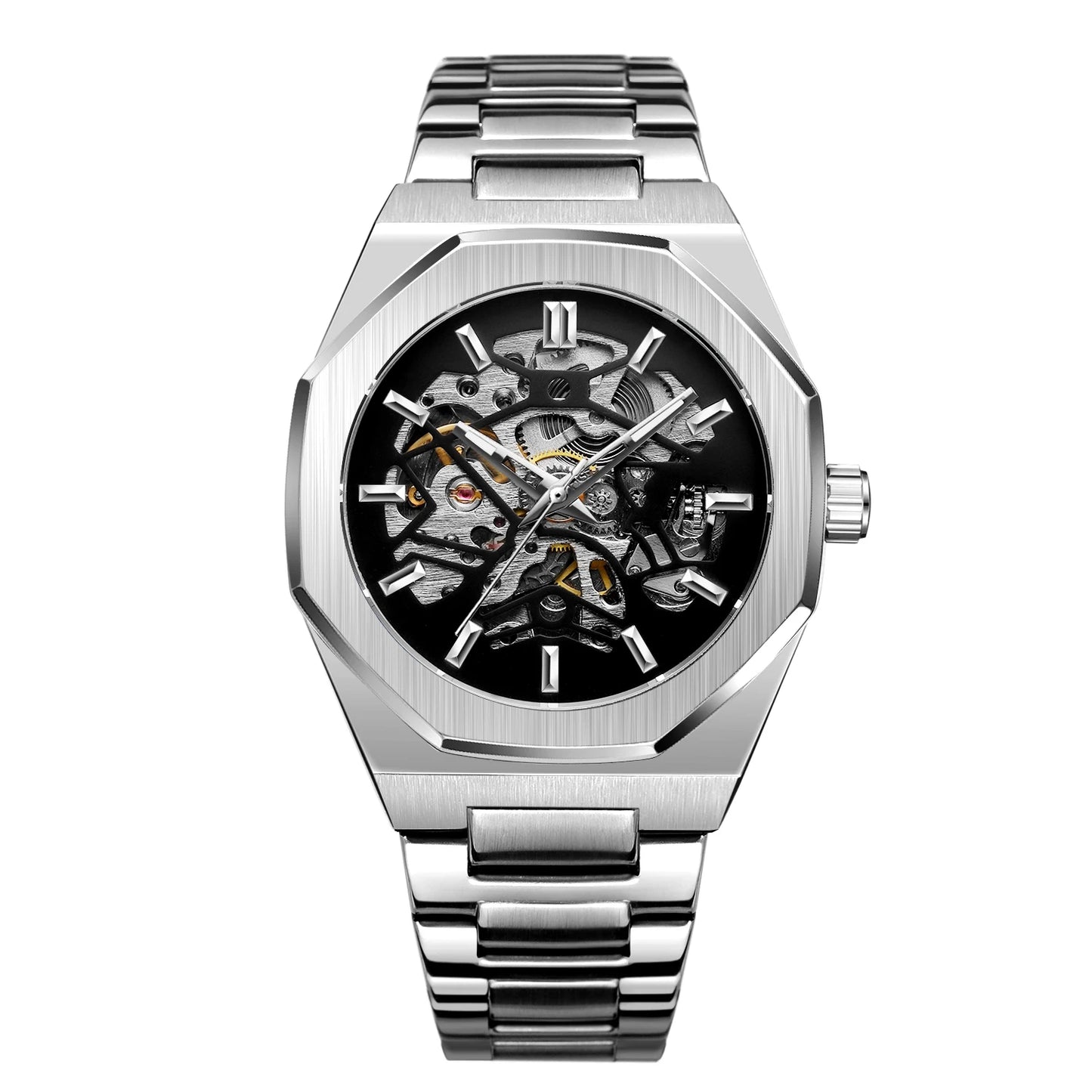 FORSINING Montres Homme Automatiques de Marque Supérieure Mécanique Transparente Étanche Militaire en Acier Inoxydable Montres-bracelets Sport