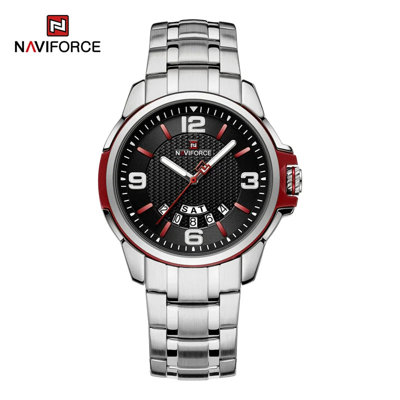 Montre-bracelet à quartz décontractée pour hommes, marque NAVIFORCE, en acier inoxydable, style affaires, étanche et lumineuse, Relogio