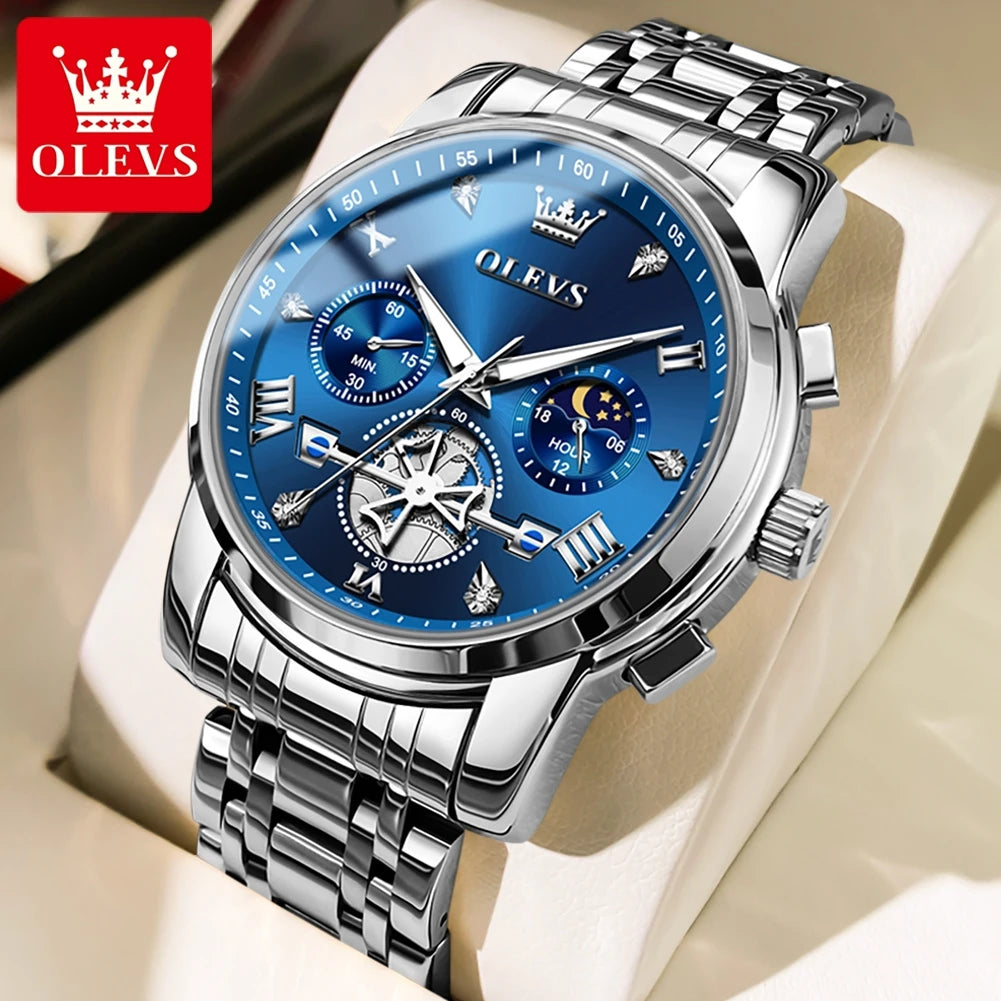 OLEVS Classic Multifunctional Flywheel Moon Phase Watch
