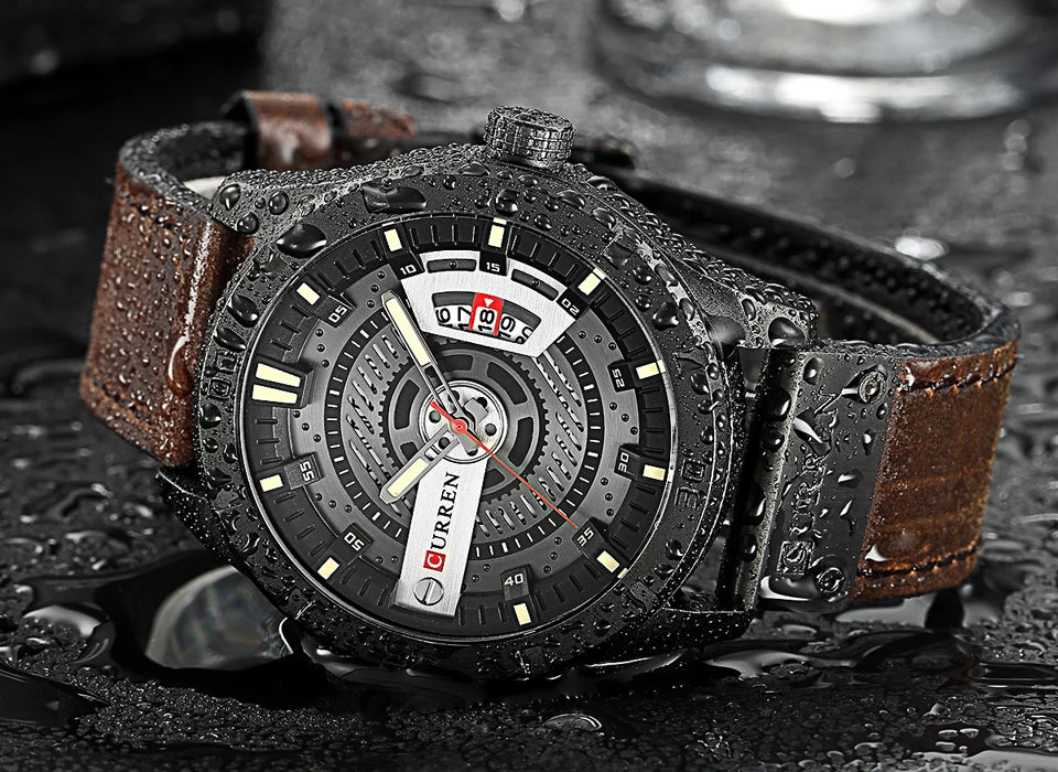 Marque de montres de luxe CURREN Montres de sport militaires pour hommes Montre à quartz pour hommes Décontractée en cuir Relogio Masculino