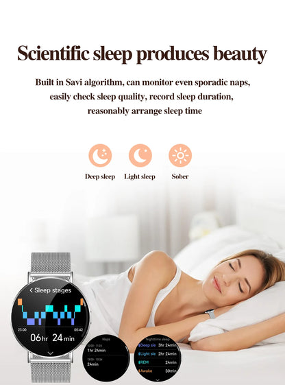 BL H06 Élégante et technologique, écran AMOLED de 1,32 pouce, interaction 3D, IP67, surveillance du sport et de la santé. Montre connectée pour femme