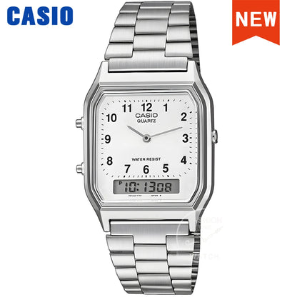 Montre Casio Homme Double Affichage Style Rétro Cadran Personnalisé Mouvement à Quartz Résistante à l'Eau AQ-230A-