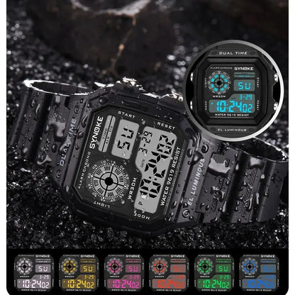 SYNOKE Montres Digitales Hommes Sport Lumineuses Multifonction Étanche Femmes Montre-Bracelet Extérieure et Course Étudiant Sept Lumières