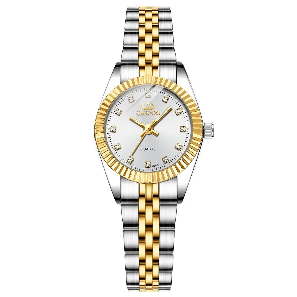 ChronoState Golden Aura Rhinestone Quartz Watch for Women